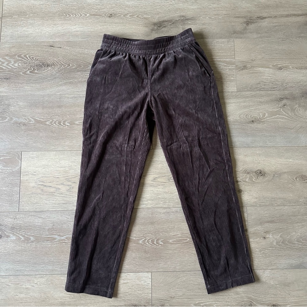 Lululemon Scuba Velour Grey Ribbed Pants Sz 4 Grey